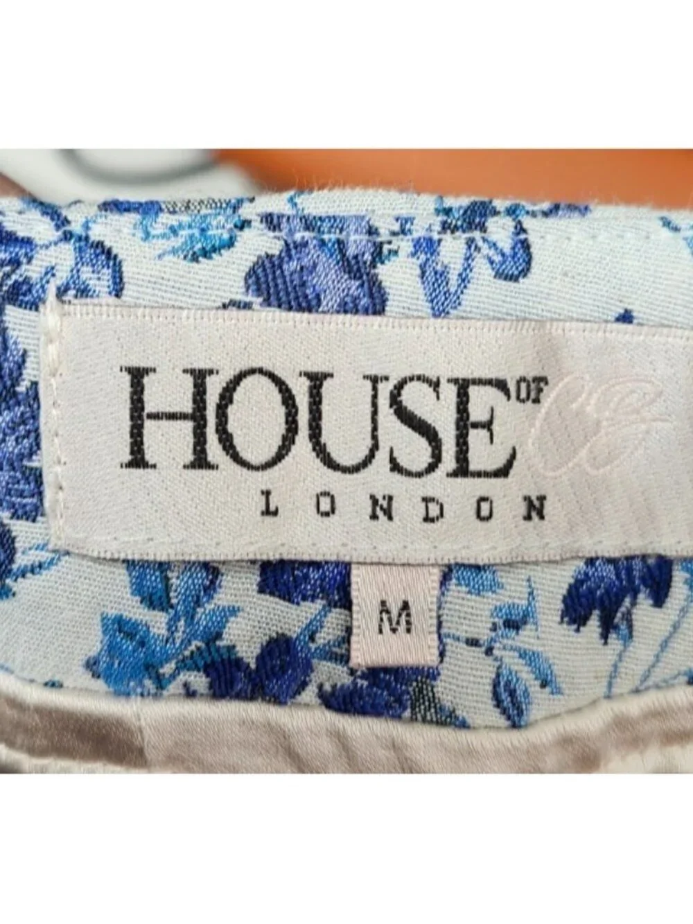 House of CB London Blue White Floral Draped Mini Skirt Size M High Waist Stateme